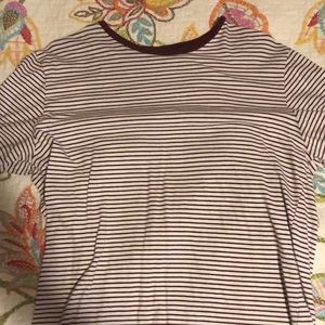 Large, red stripes, pacsun basics t-shirt